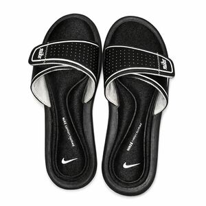 Nike Women's Black and White Slide Sandals